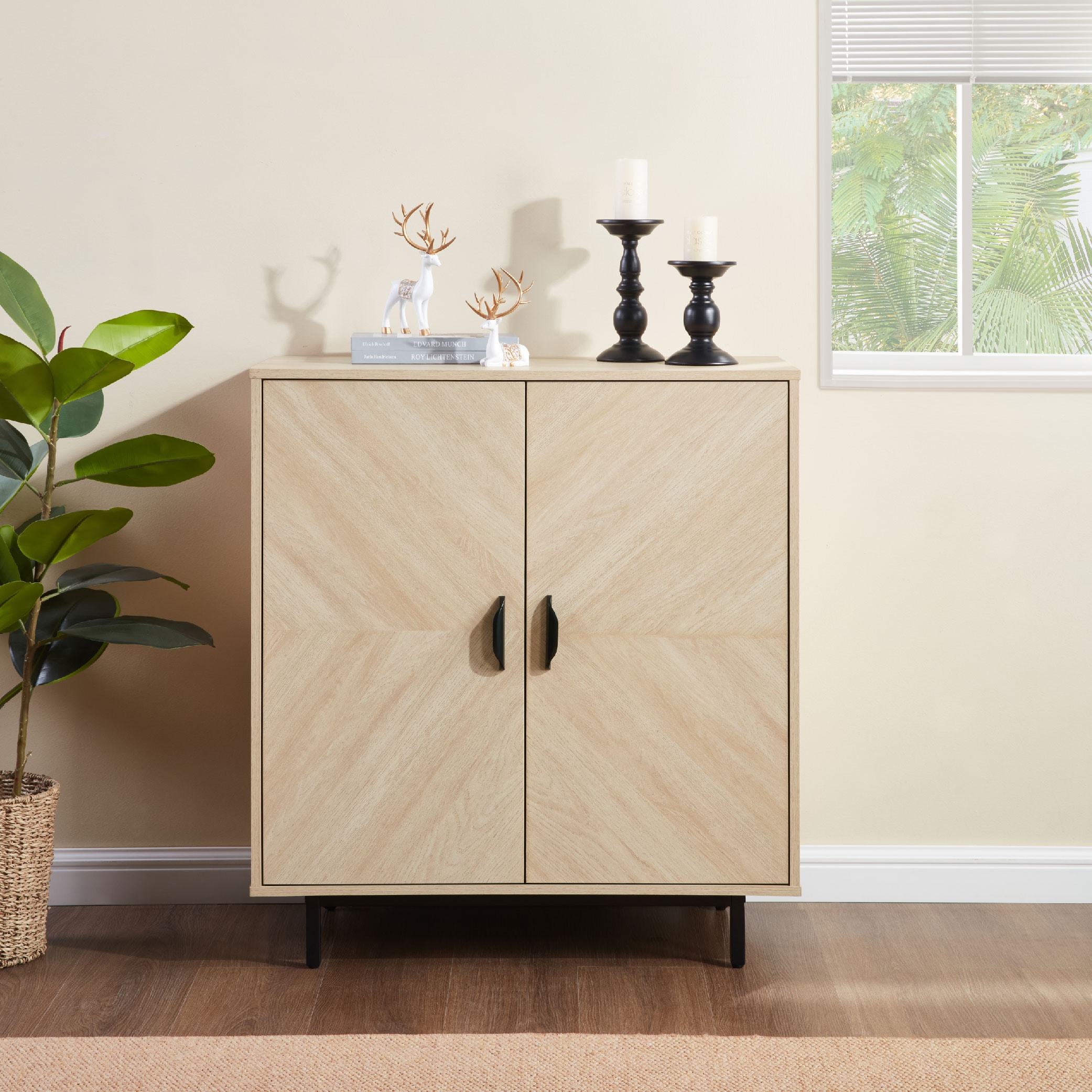 Storage Cabinet With Doors, Modern Accent Cabinet,Wood Grain Decoratio Buffet Sideboards For Living Room, Kitchen,Enterway_voghion.com